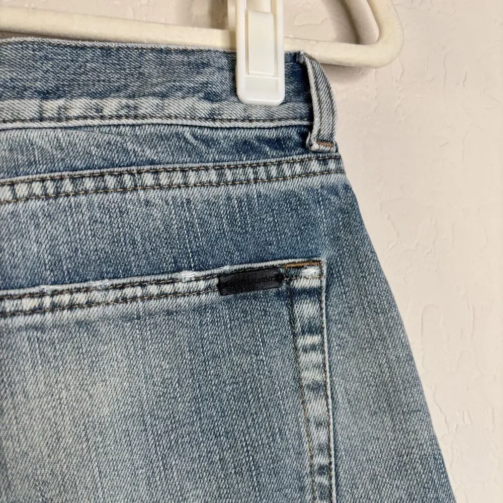 Saint Laurent Denim Long Cut Off Shorts